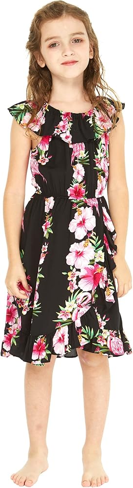 Girl Ruffle Wrap Hawaiian Luau Dress in Rafelsia