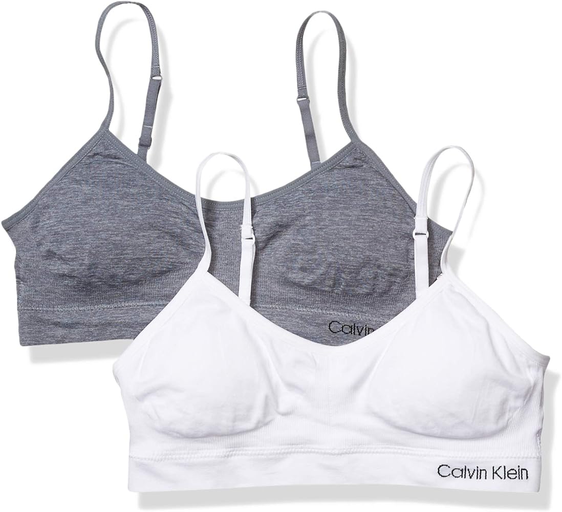 Calvin Klein Girls' Seamless Crop Bralette, 2-Pack