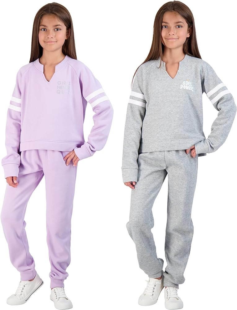 Hind Girls Jogger Sets 4 Piece Active Fleece Hoodies and Joggers Sweatpants for Girls Athletics