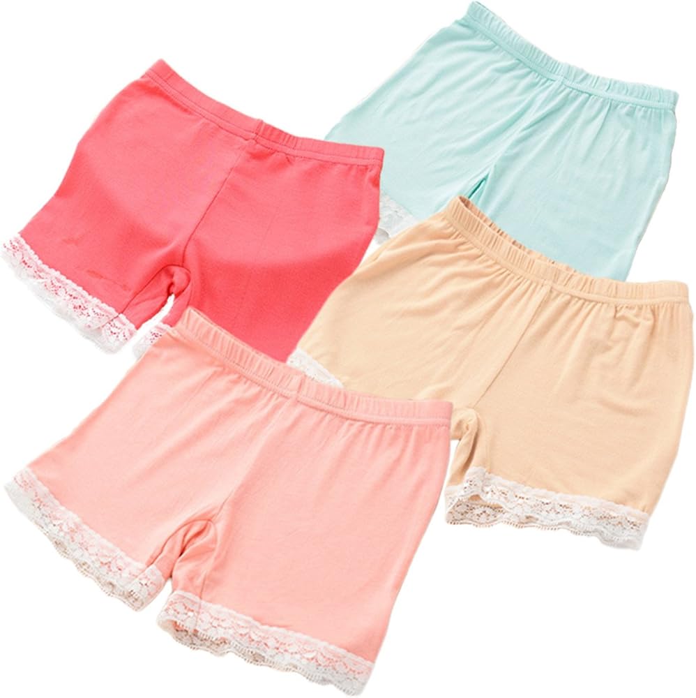 4 Pcs Little Girls Kids Boy-Leg Slim Elastic Safety Short Lace Leggings Panties Underwear