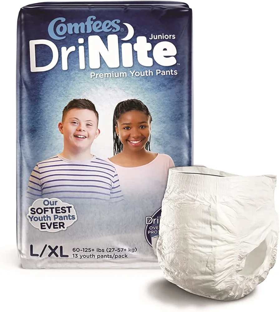 Comfees DriNite Juniors Youth Youth Absorbent Underwear Large / X-Large 60 to 125 lbs. CMF-YLXL, 13 Ct