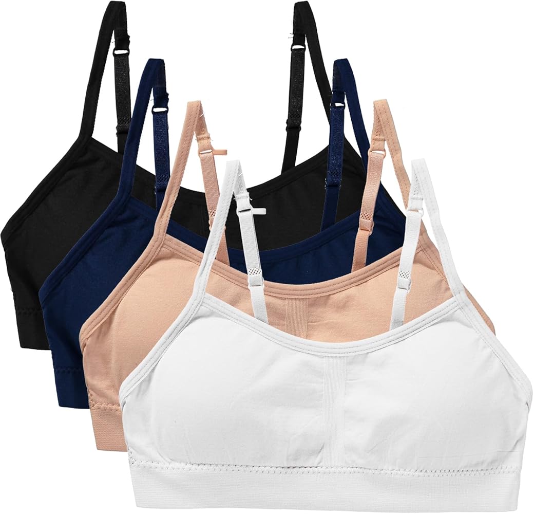 Girls Padded Training Bra Pack – Crop Cami Training Bras for Girls - Seamless Bra Design with Removable Padding