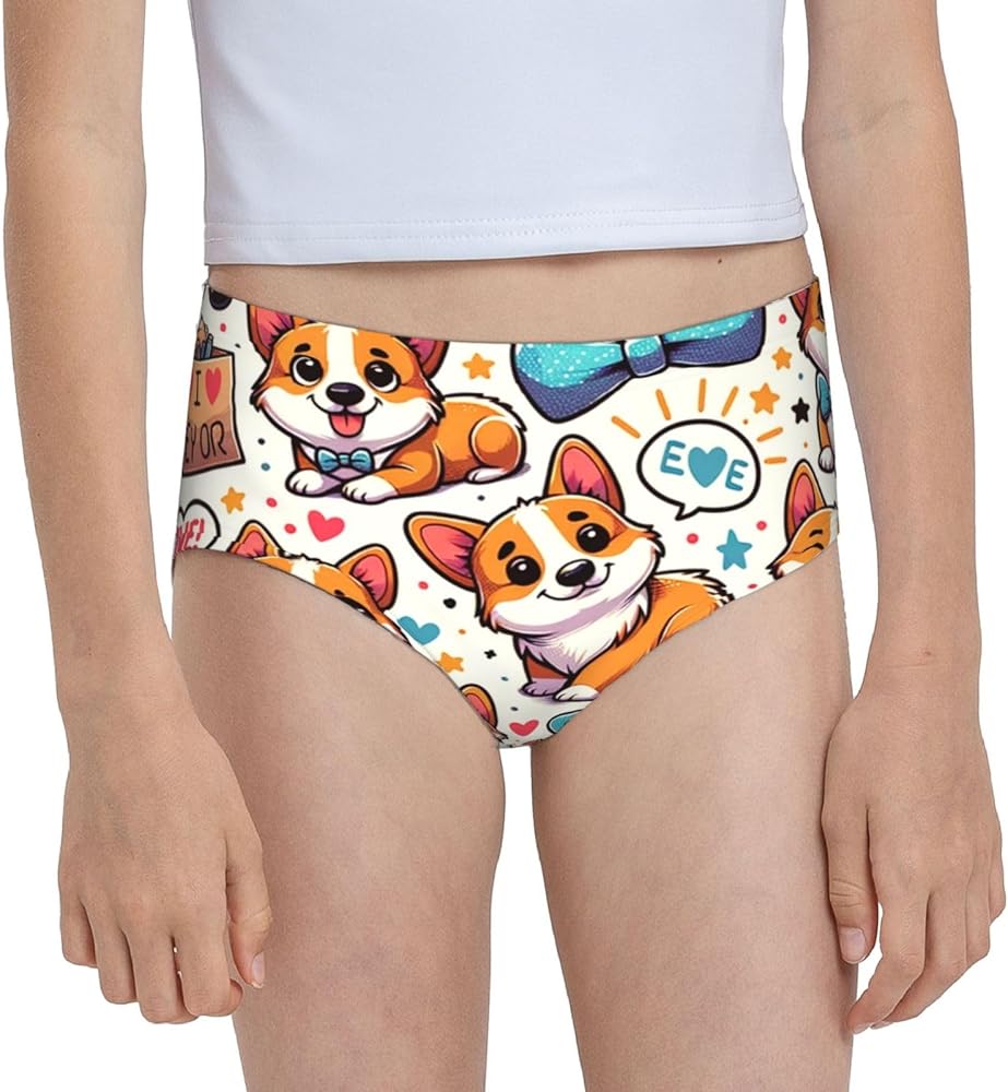 Augenstern Cotton Underwear Cute-Corgi-Kawaii Girls'Briefs Soft Underpants