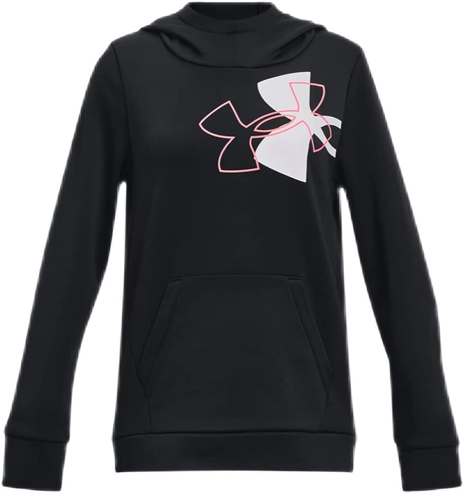 Under Armour Girls Fleece Logo Hoodie Sweatshirt Black (as1, alpha, l, x_l, regular)