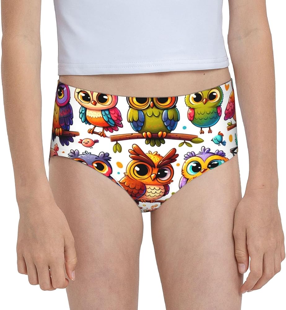 Augenstern Cotton Underwear Colorful-Owls-Bird Girls'Briefs Soft Underpants