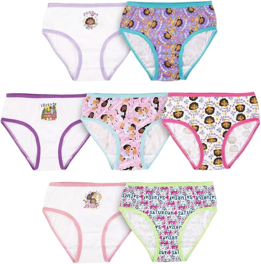 Girls Compatible with Disney Encanto 7pk Days of the Week Underwear Size 4 Multicolor