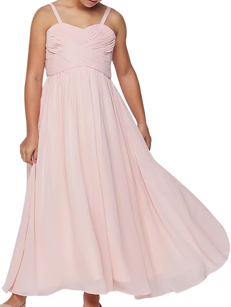 BluNight Collection Sleeveless Chiffon Pleated Pageant Easter Graduation Long Flower Girl Dress 4-18