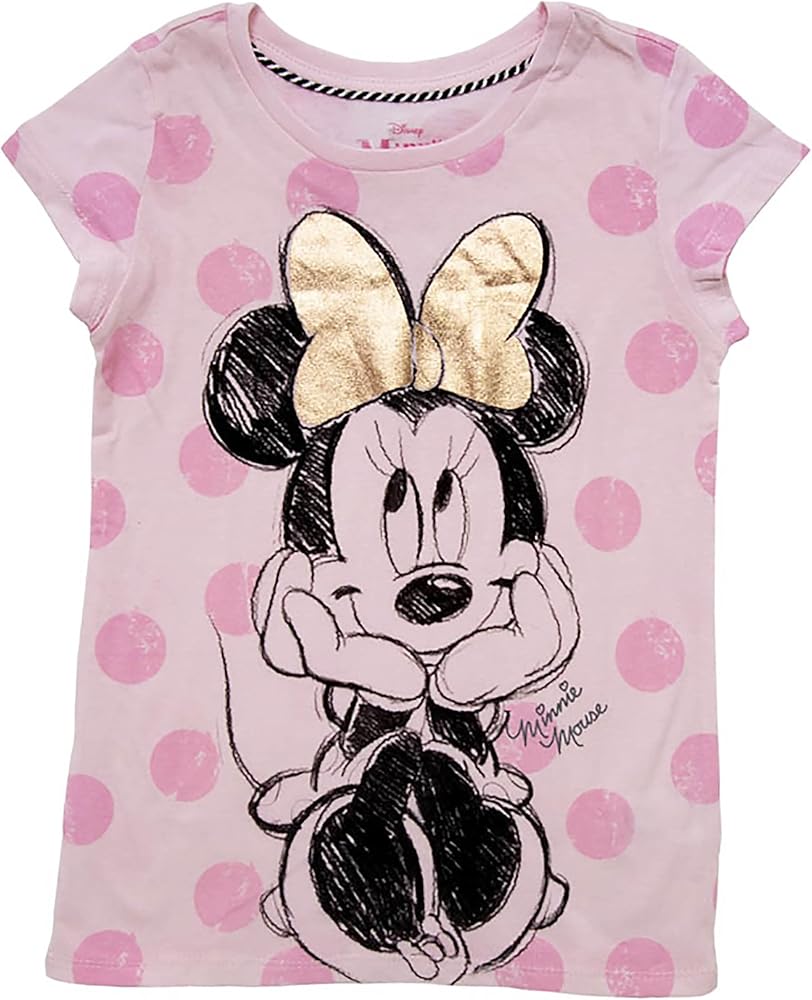 Disney Girls Cute Distressed Minnie Mouse Short Sleeve Tee Shirt