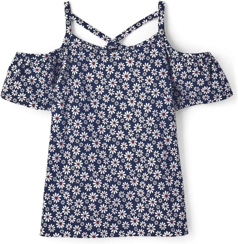 The Children's Place Girls' Short Sleeve Cold Shoulder Tops