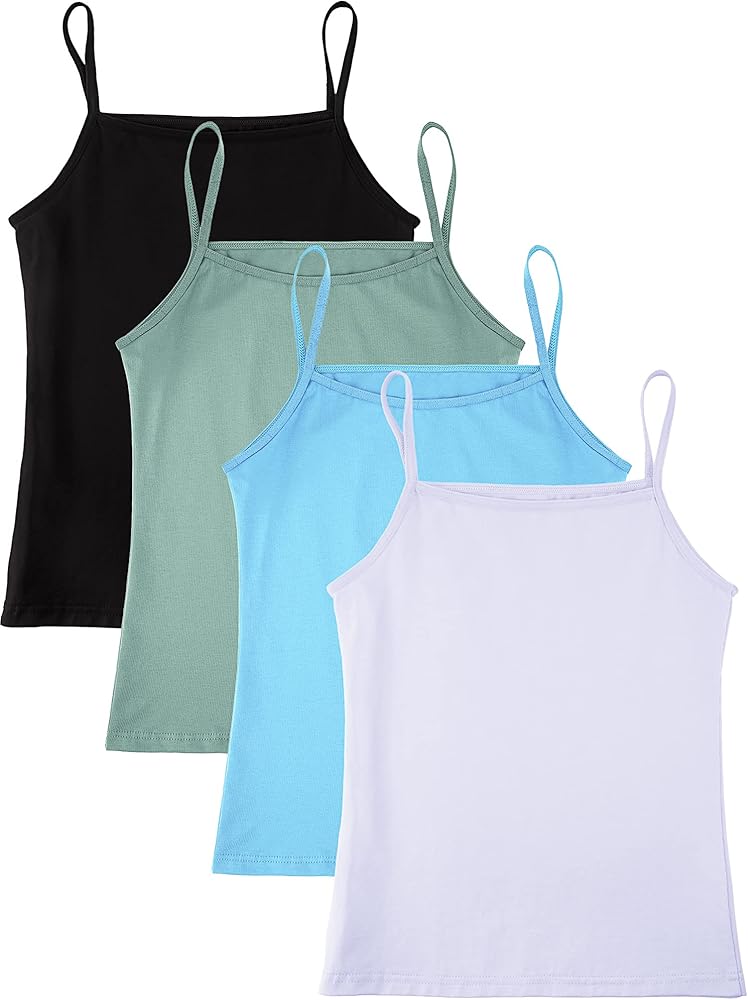 SATINIOR 4 Pieces Girls Dance Tank Top Sleeveless Spaghetti Strap Crop Tank Top for Dancewear