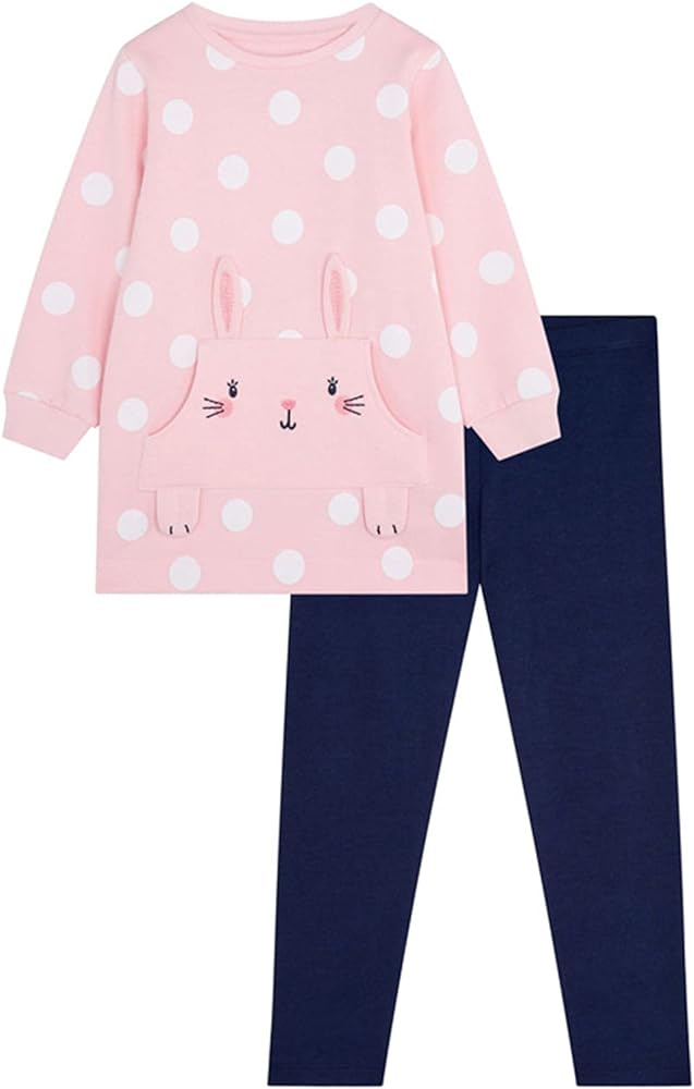 HILEELANG Girl Pants Set Cotton Casual Long Sleeve Top Leggings Outfits Clothing Set