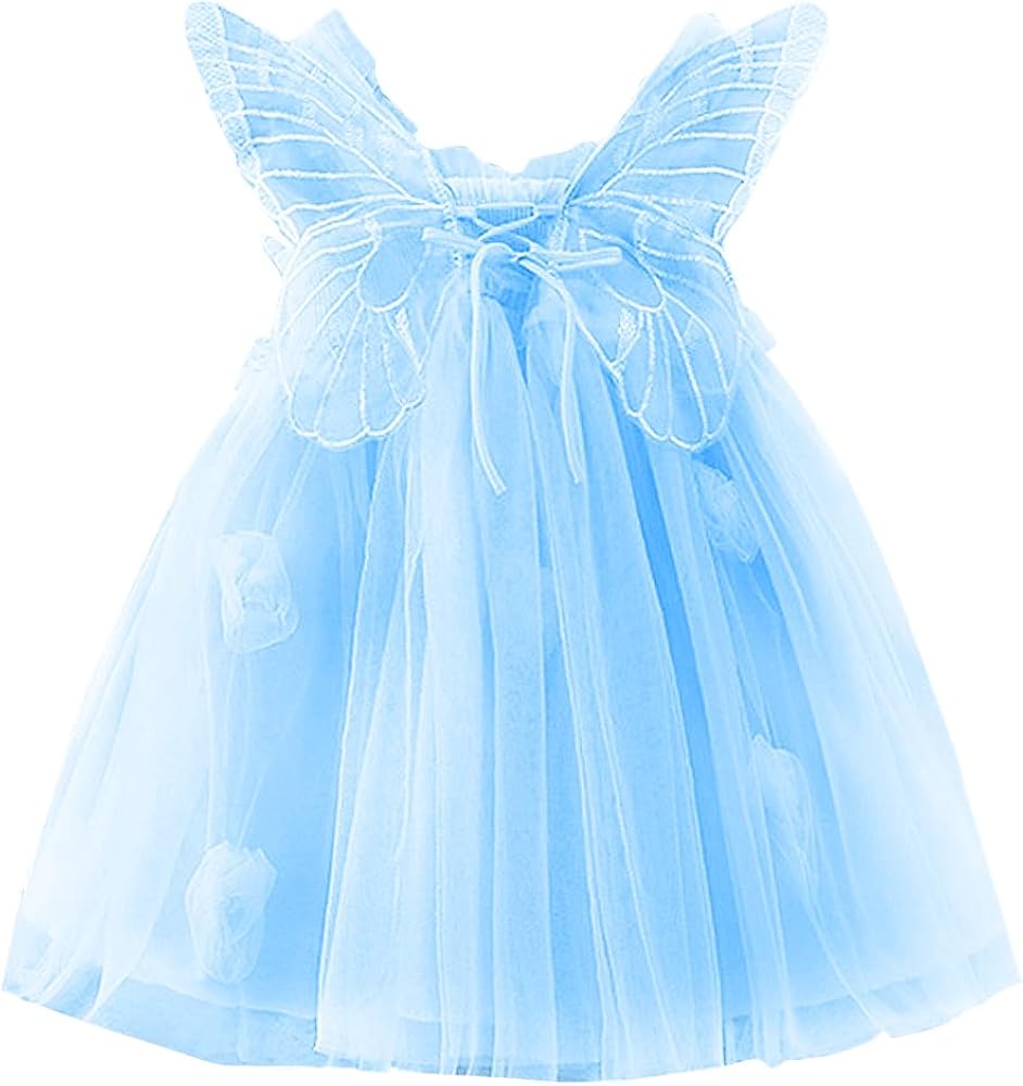 Baby Girls Tulle Tutu Dress Butterfly Summer Sleeveless Dress Size 6M-6T