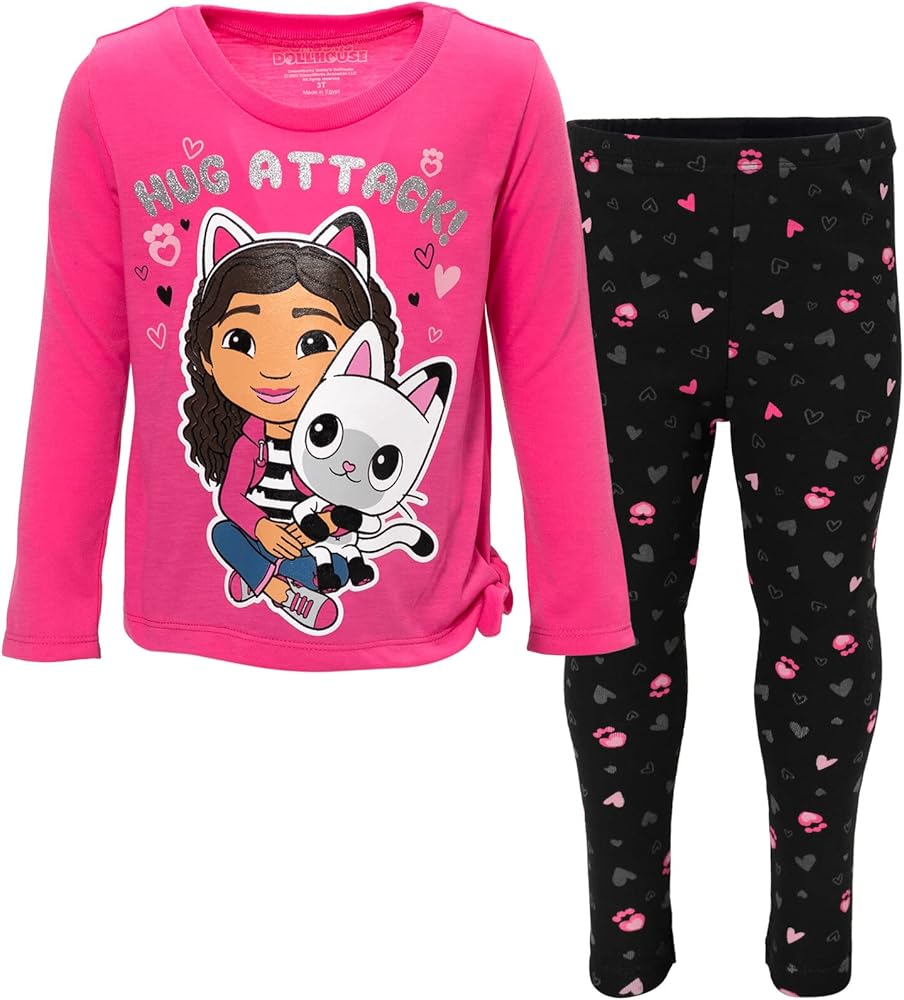 DREAMWORKS GABBY'S DOLLHOUSE Pandy Paws Gabby Girls T-Shirt and Leggings Outfit Set Toddler to Big Kid