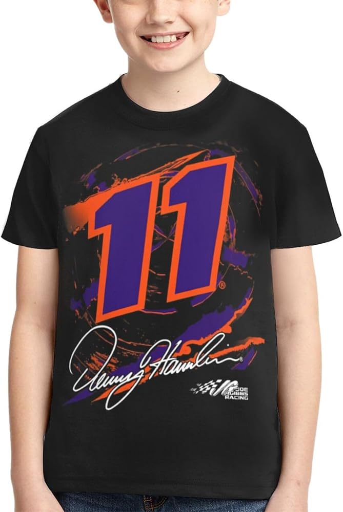 Denny Hamlin 11 Classic Printing Athletic Crewneck T-Shirt Shirt Short Sleeve Tee Shirts for Teen Girl & Boy