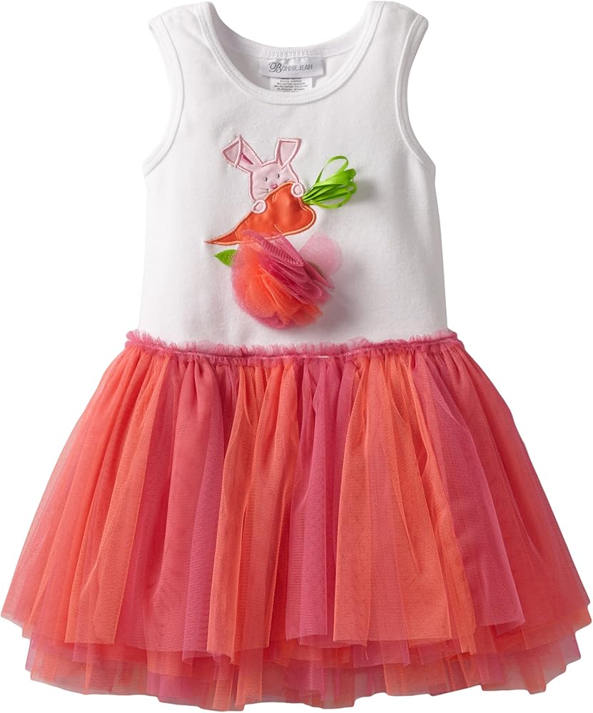 Bonnie Jean Baby Girls Easter Bunny Spring Summer Tutu Dress, Orange, 2T - 4T