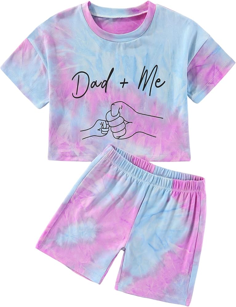 Toddler Girl Tie Die Outfits - Cute Baby Graphic Short Sleeve Top Shorts Set Casual Kids Summer Clothes