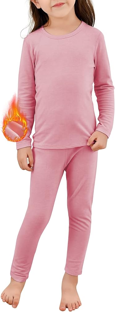 Girls Thermal Underwear Set Toddler Winter Soft Base Layer Kids Warm Long Johns for Girls Boys Classic Pink X-Large (110) /4T-5T