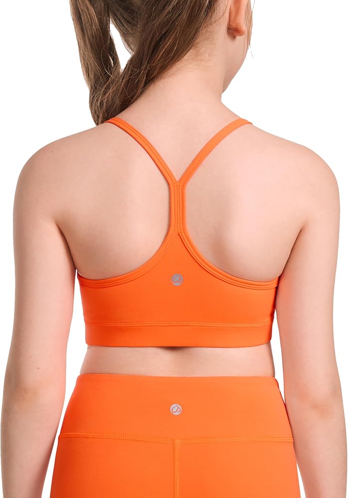 CRZ YOGA Butterluxe Girls Sports Bra - Spaghetti Strap Y Back Training Bras for Teens Racerback Yoga Bra Comfort Crop Top