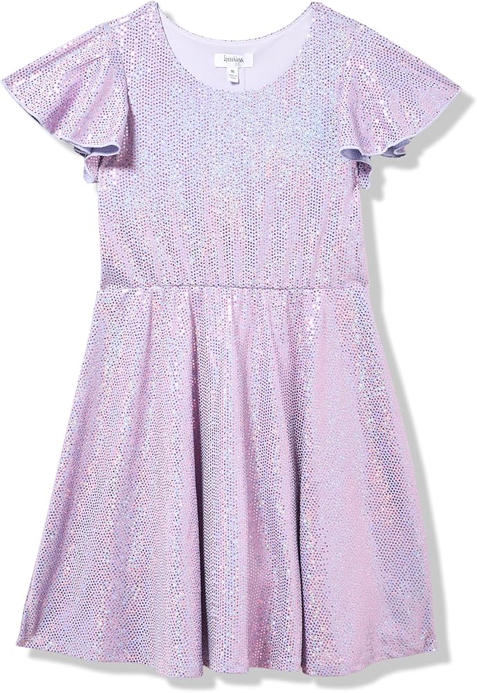 Speechless Girls' Short Sleeve Sparkly Fit and Flare Party Dress