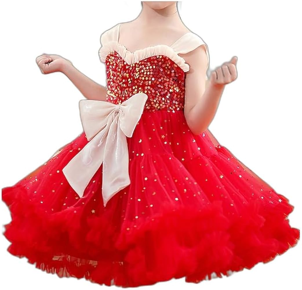 Toddler Girls' Party Dress Solid Color Sequin Sleeveless School Wedding Sequins