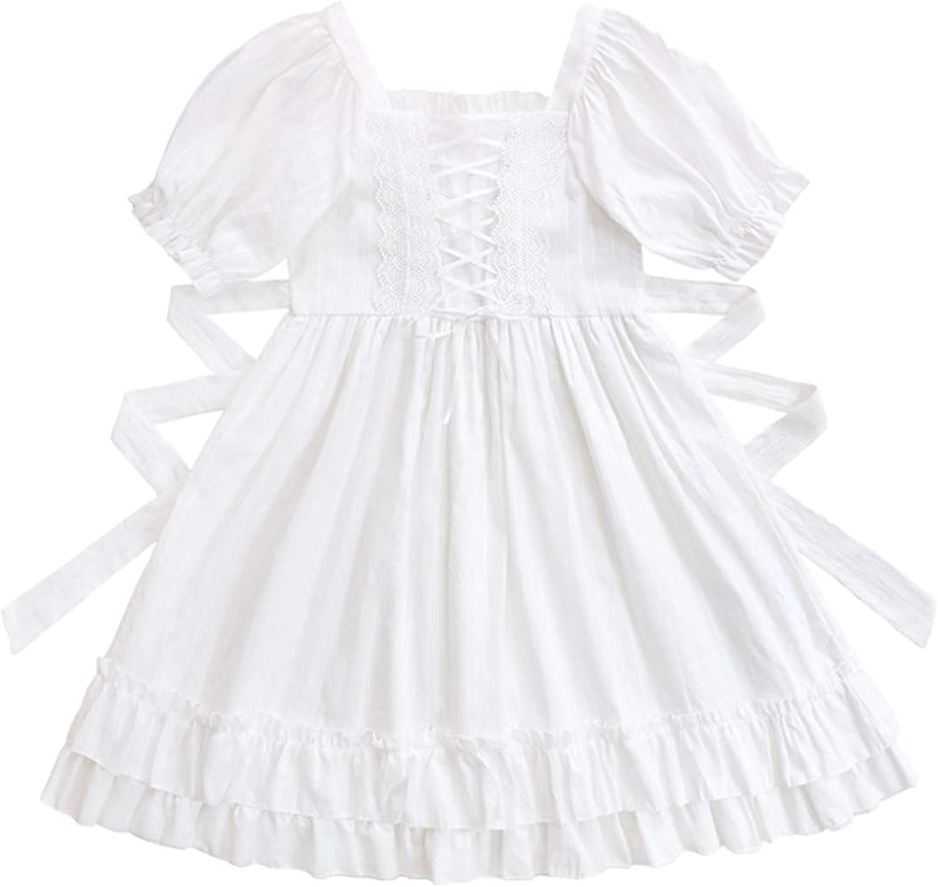 Lolita Summer Dresses Short Sleeve Casual Cute Girls Vintage Princess Dress