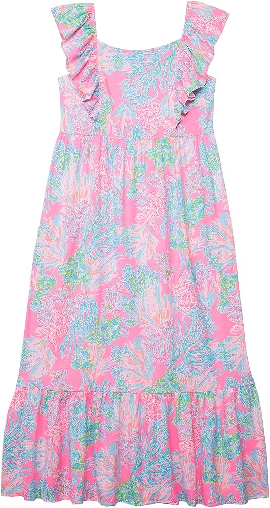 Lilly Pulitzer Girl's Vienna Maxi Dress (Toddler/Little Kids/Big Kids) Pink Seaing Things XS (2T-3T Toddler)