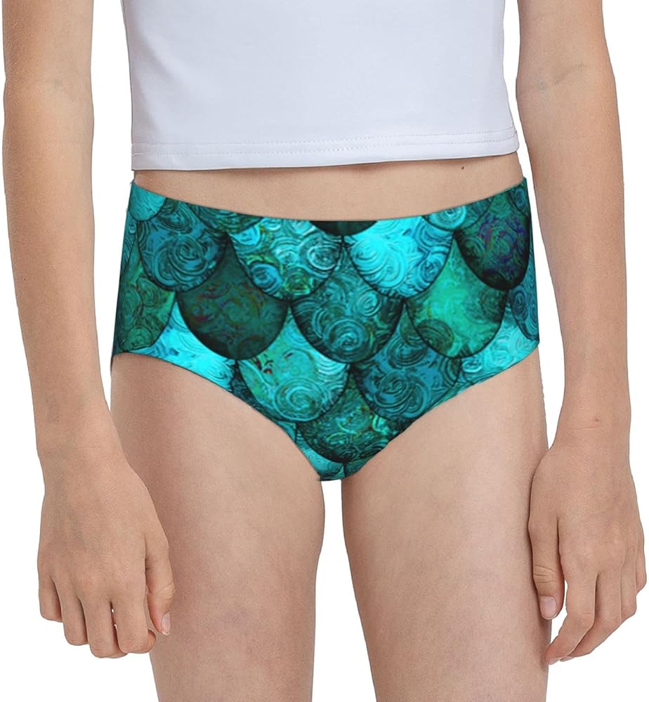 Augenstern Cotton Underwear Dark Teal Dragon Scales Girls'Briefs Soft Underpants