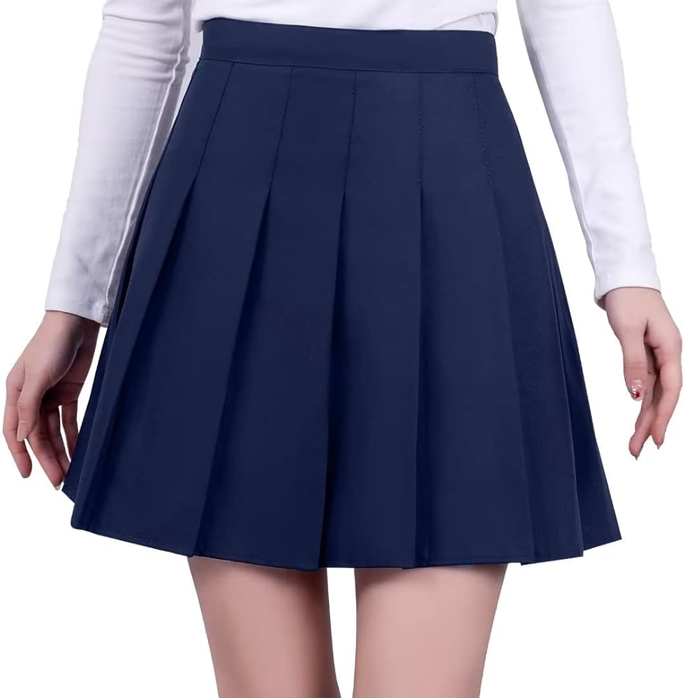 Pleated Mini Skirt High Waisted Tennis Skirts Skorts for Women Girls School Uniform Dress Cheer Skirt with Shorts,2T-4XL