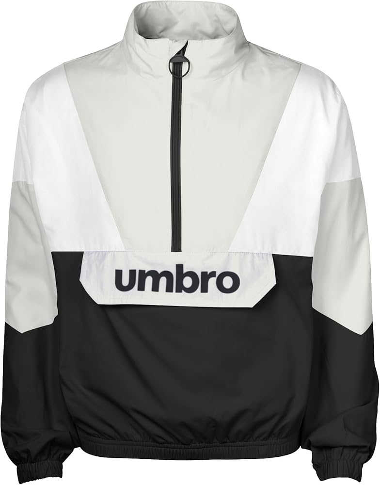 Umbro Girls' Pullover 1/2 Zip Jacket, Black Beauty/White