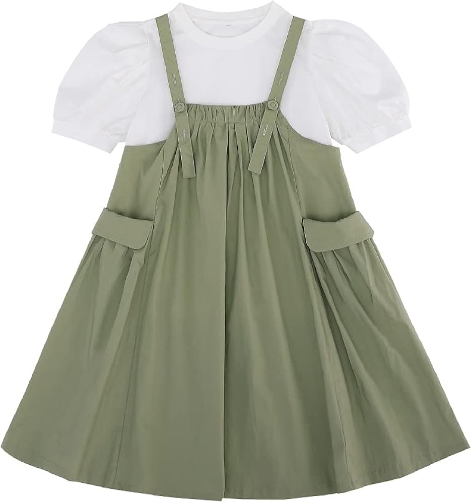 Quenny Summer Girls' Suits,New Little Girls' Western Style Suspender Skirt Two-Piece Suits.