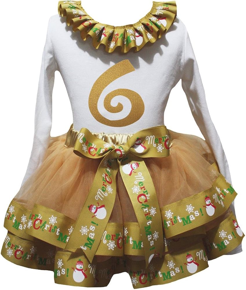 Petitebella Bling 6th L/s Shirt Merry Christmas Gold Petal Skirt Outfit Nb-8y