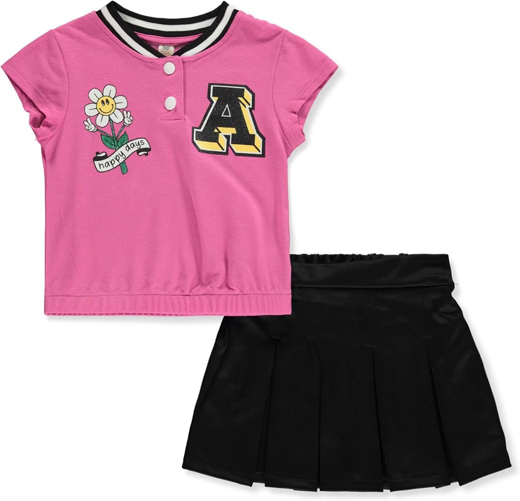 Sweet Butterfly Girls' 2-Piece Varsity Skirt Set Outfit