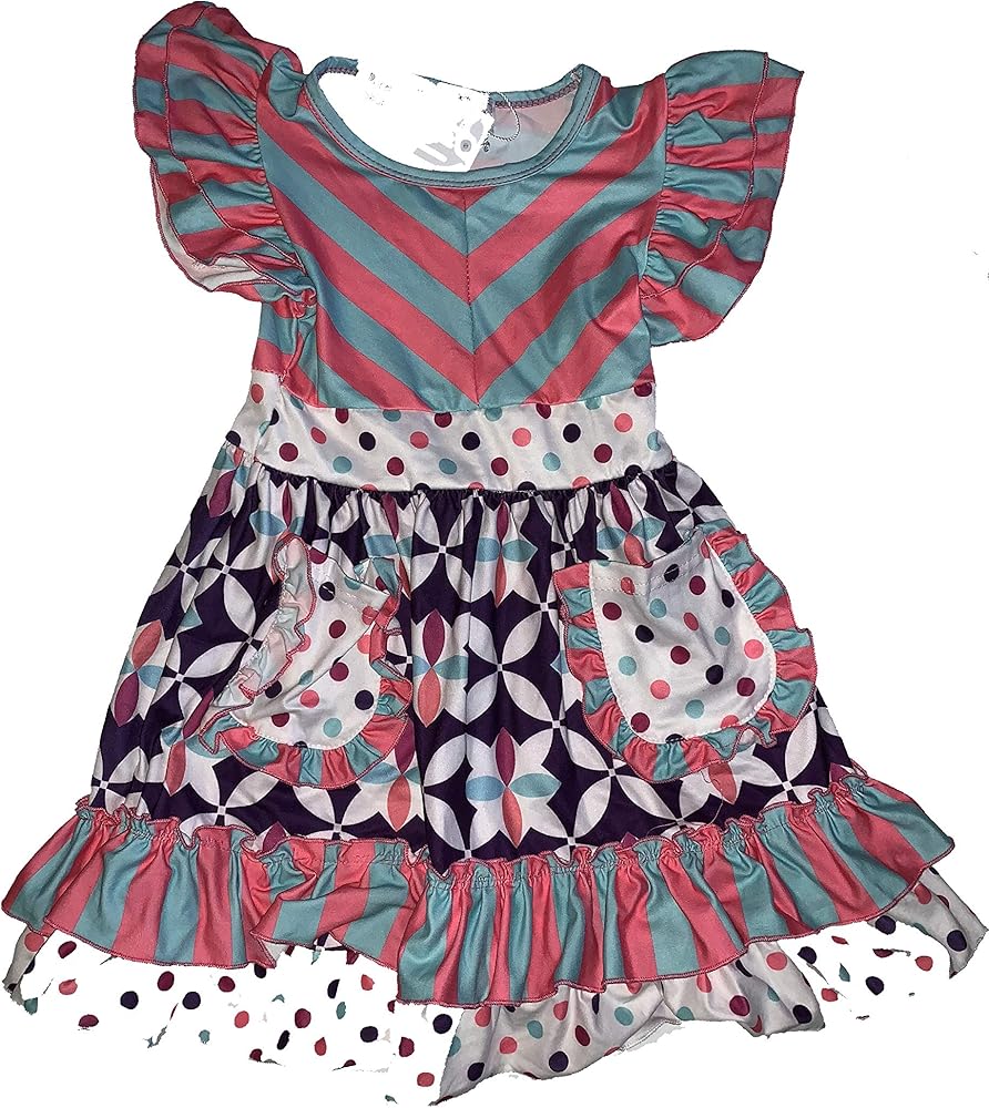 A Line Multipattern Girls Dress