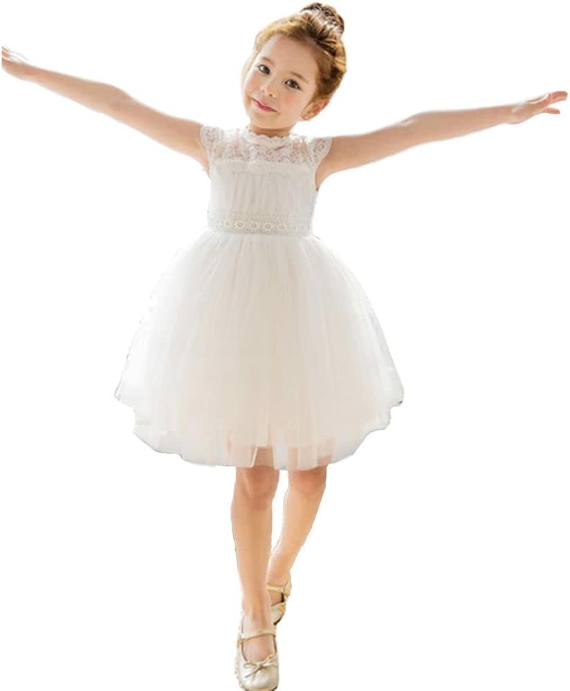 Bow Dream Little Girl Lace Flower Girl Dresses Wedding Party Easter First Communion 2T to 12 Years Old