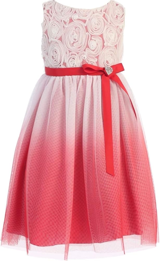 Gorgeous Ombre Rosette Heart Brooch Easter Special Occasion Flower Girl Dress