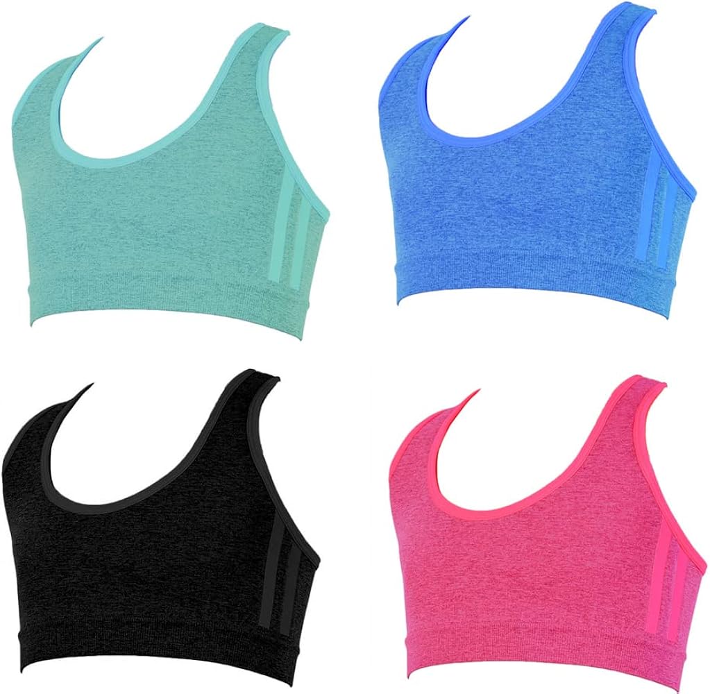 6 Girl Seamless Sports Bra Crop Top Training Juniors Underwear Racerback Stretch