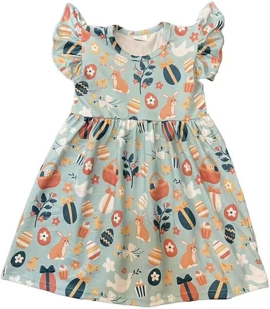 Boutique Toddler Girl Easter Bunny Dress Pearl Sleeves Little Girl Rabbit Dress size 3 years Orange