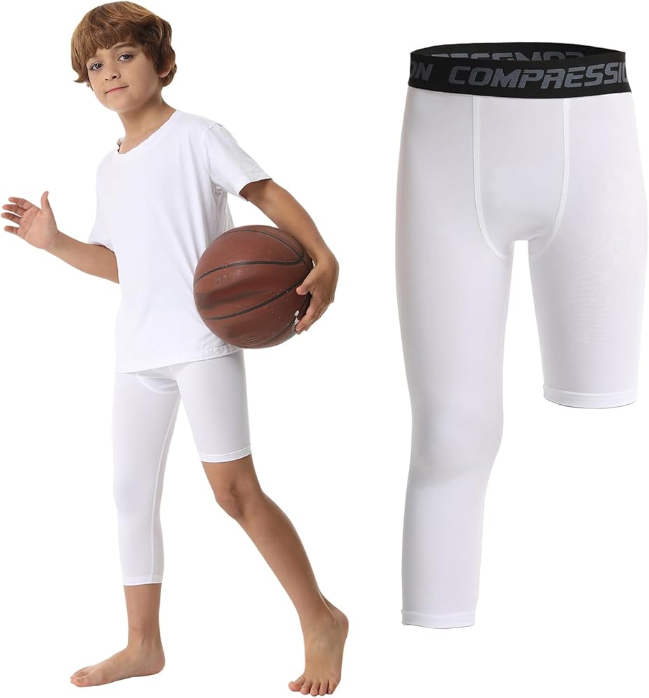 OEBLD Single Leg 3/4 Compression Tights, Unisex Sports Compression Pants, One Leg Basketball Leg Sleeves