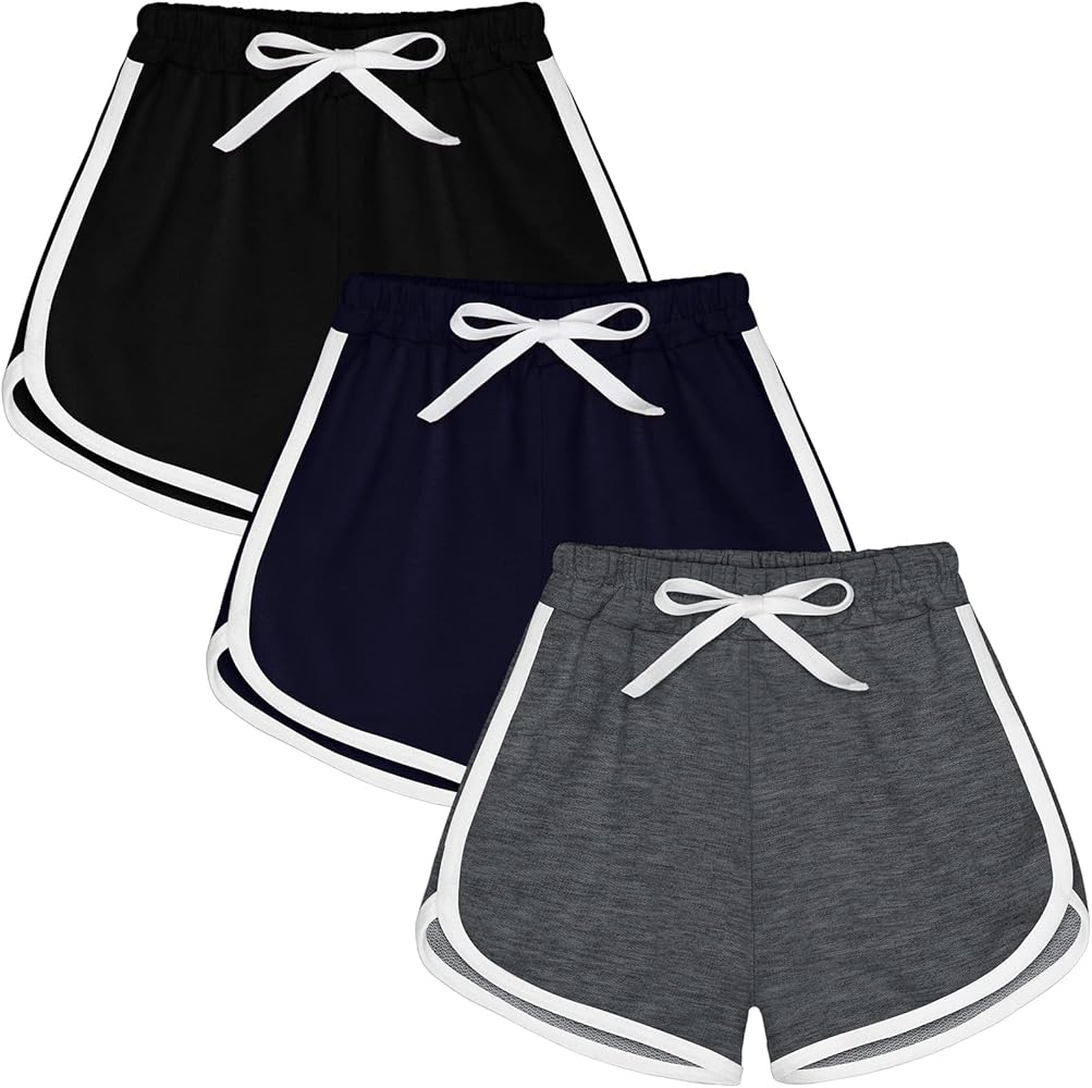 Ruisita 3 Pieces Girls Boys Running Athletic Shorts Dance Sport Shorts Summer Workout Shorts for Toddler Kids