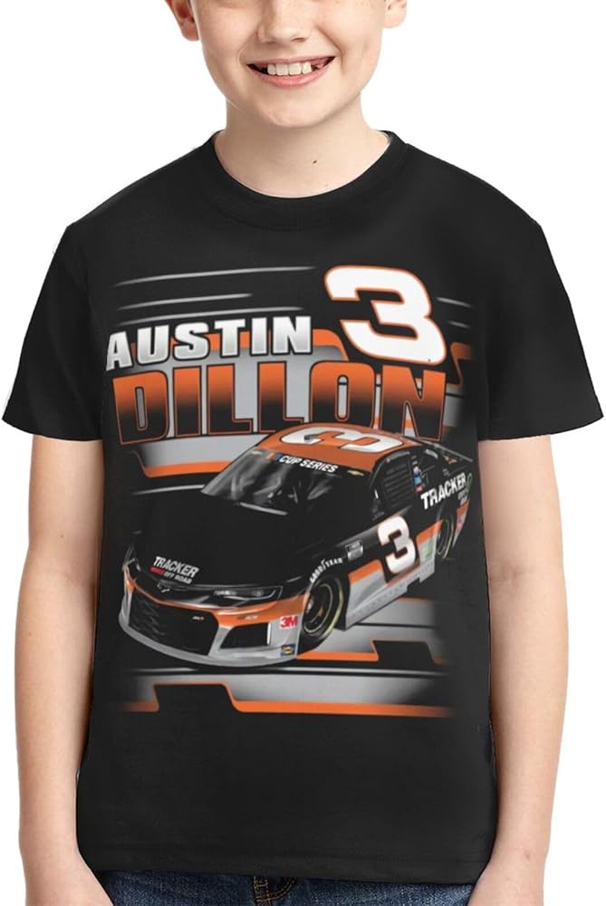 Austin Dillon 3 Classic Printing Athletic Crewneck T-Shirt Shirt Short Sleeve Tee Shirts for Teen Girl & Boy