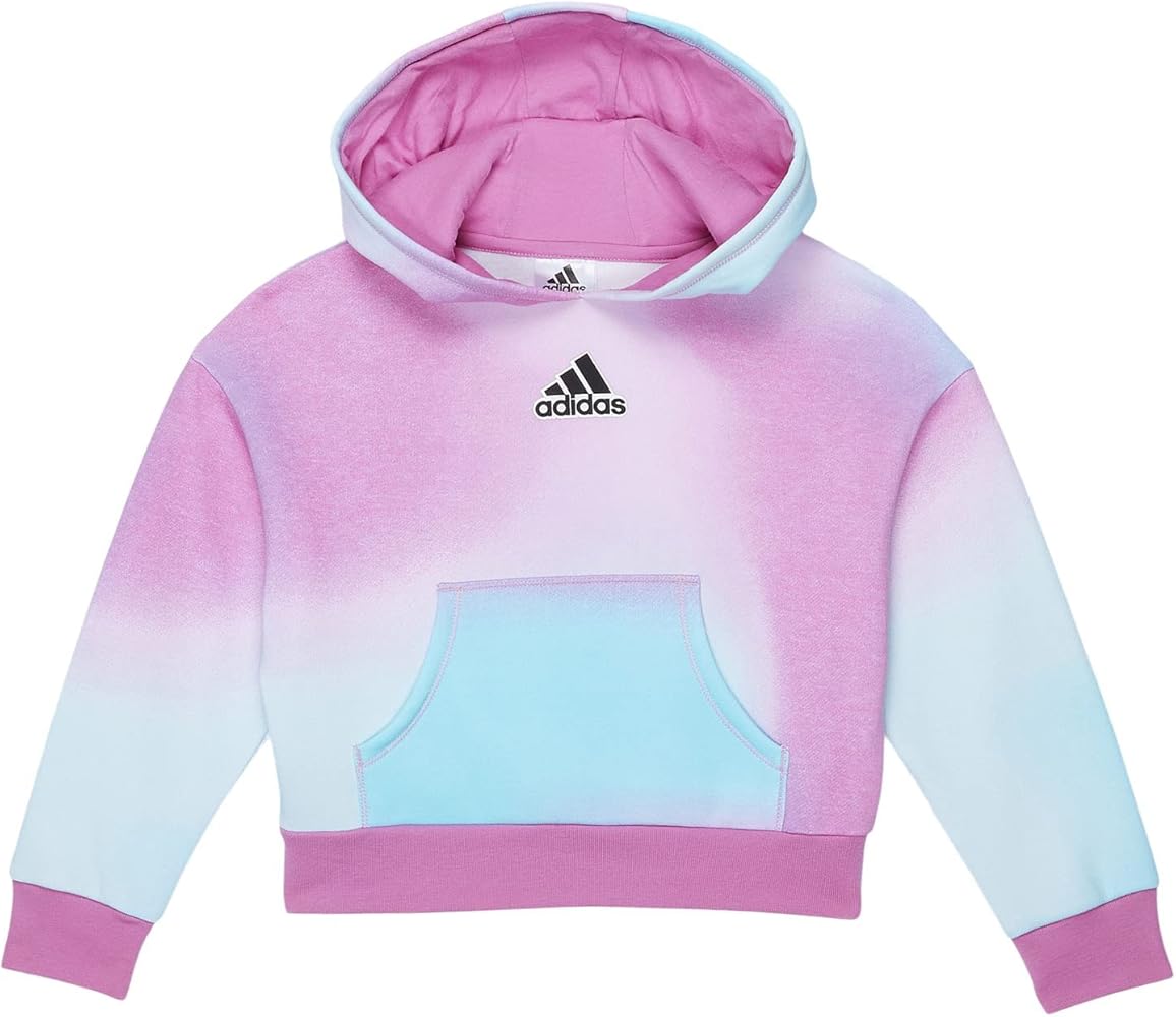 adidas Girl's All Over Print Logo Fleece Hooded Pullover (Toddler/Little Kids)