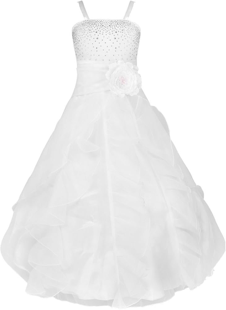 YiZYiF Kids Big Girls Flower Party Wedding Gown Bridesmaid Organza Ruffle Dress