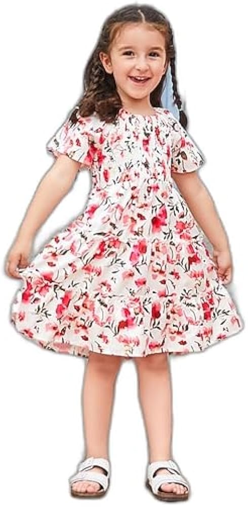 Toddler Girls' Dress Floral Dress Floral Short Sleeve Outdoor Ruffle Patchwork Vacation