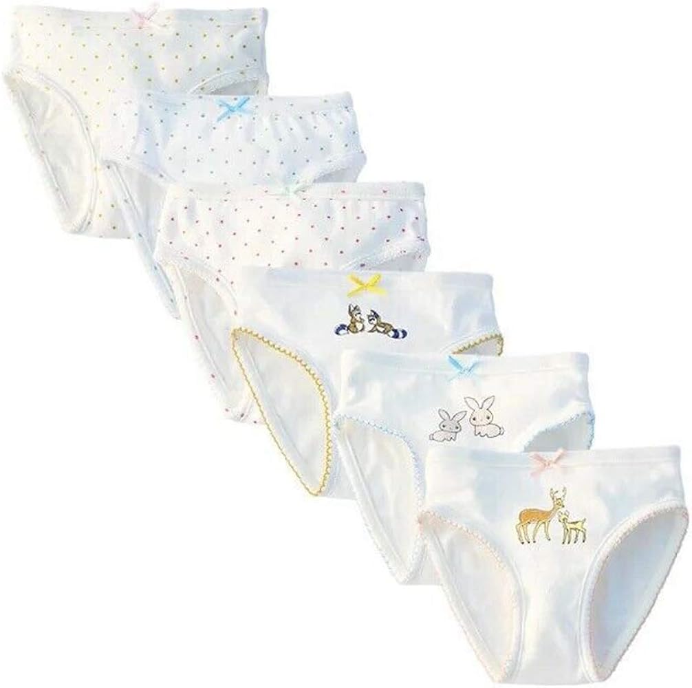 N/W LEMON2010 6-Pack Kids Underwear Soft 100% Combed Cotton Toddler Panties Little Girls' Assorted Briefs Toddler Undies