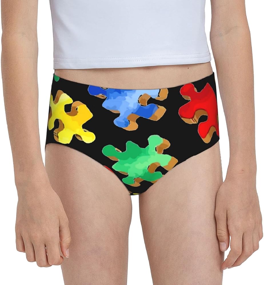 Augenstern Cotton Underwear Autism Awareness Colorful Puzzle Girls'Briefs Soft Underpants