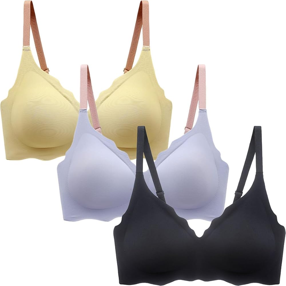 3 Pack of Women Teen Girls Breathable Pads Underwear Bralette Training Bra Cami Sports Push up Running A-Cup Bras