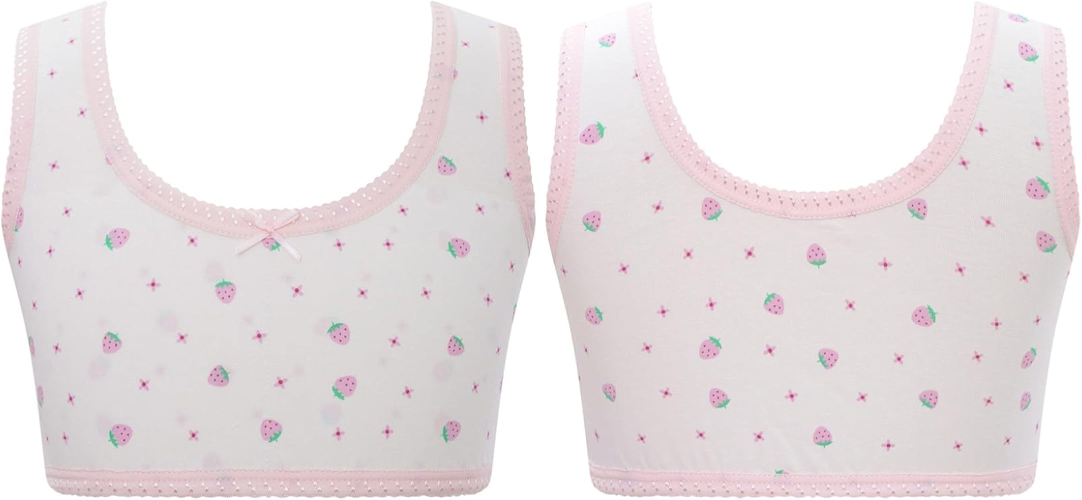 Girls' Training Bra Stretch Cotton Cami Bralette Breathable Underwear Wide Straps Crop Tank Top