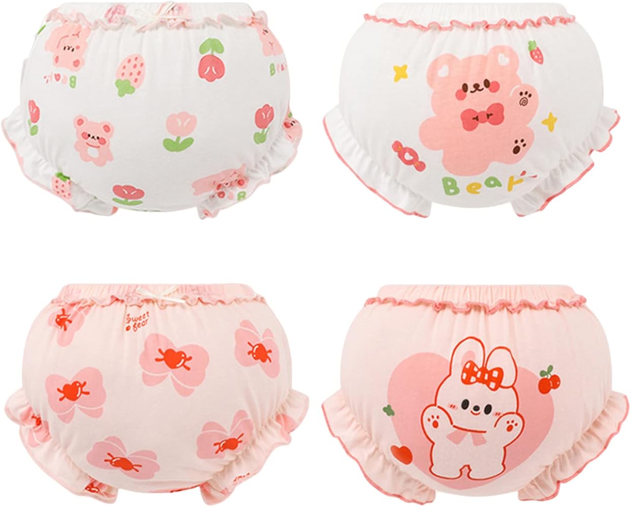 Infant Baby Girls Underpants Cute Print Underwear Shorts Cotton Ruffled Briefs Trunks Cotton Underwear Girls