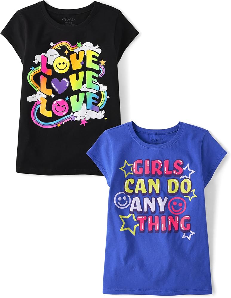 The Children's Place Girl Power Short Sleeve Graphic T-shirts, Multipacks