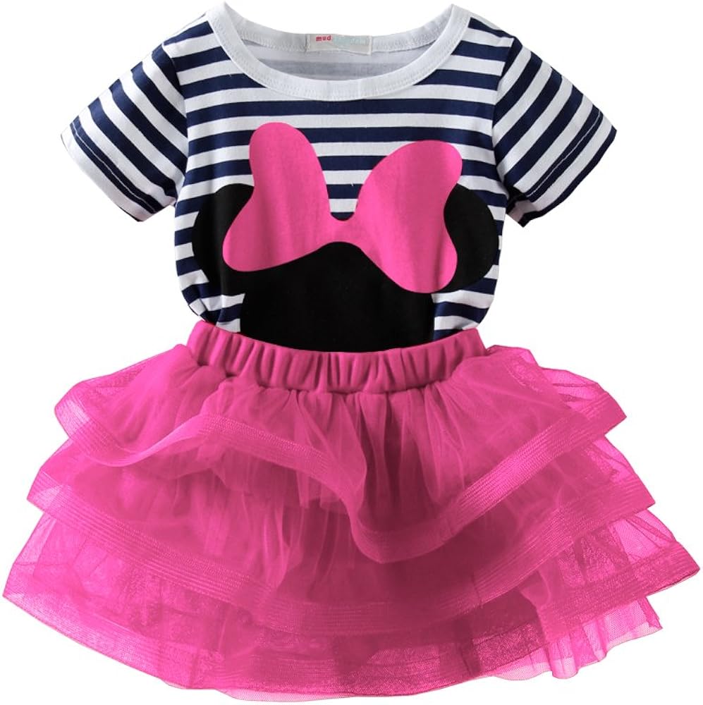 Mud Kingdom Toddler Girls' Cartoon Cute Set T-Shirt and Tutu Skirt Outfit